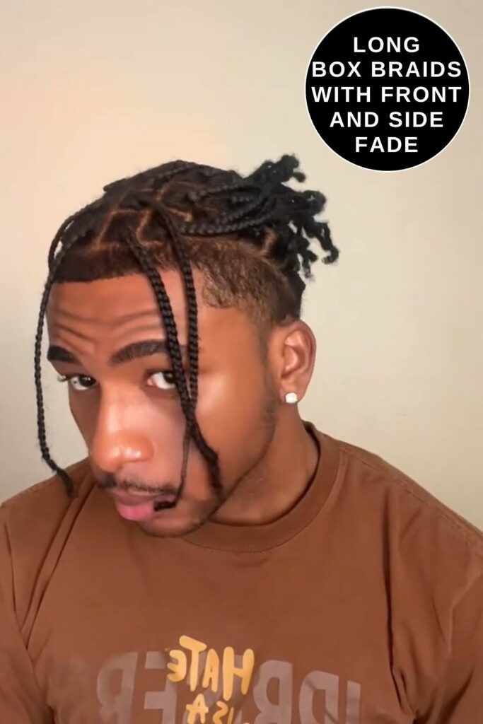 Long Box Braids with Front & Side Fade