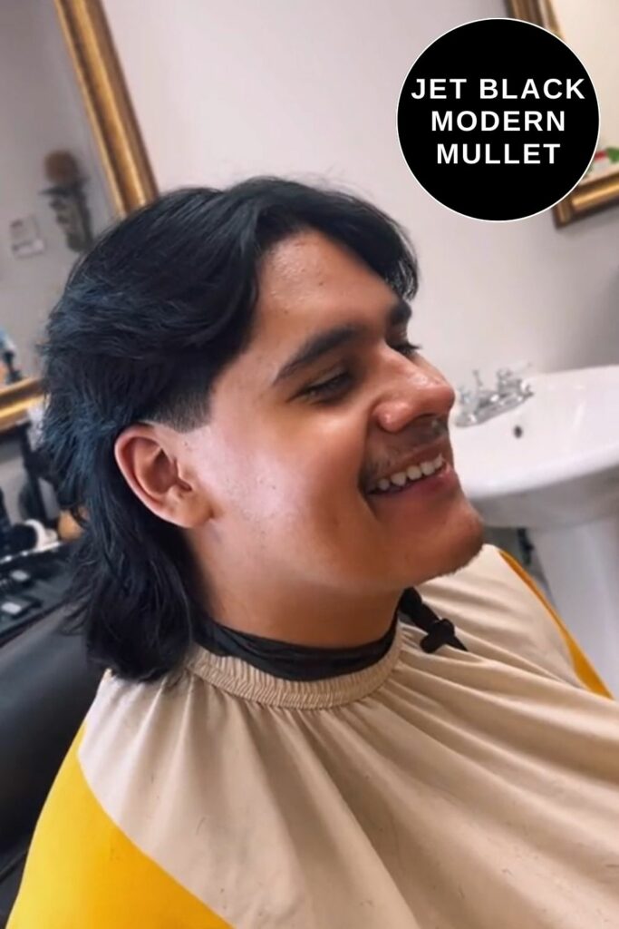 Jet Black Modern Mullet