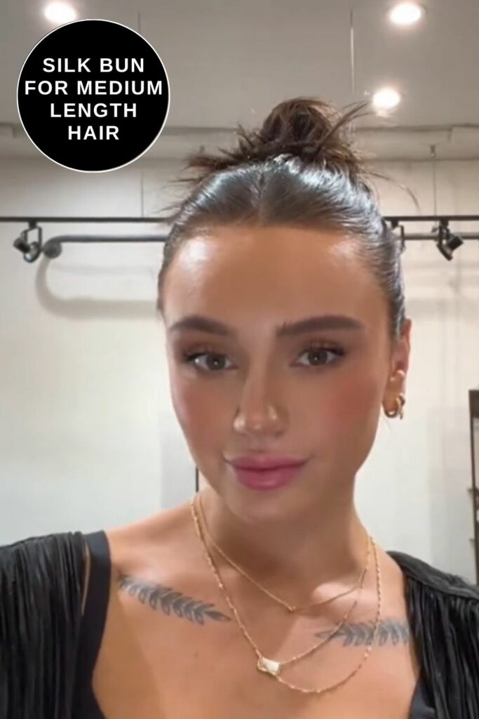 Silk Bun Medium Hairstyles for Women