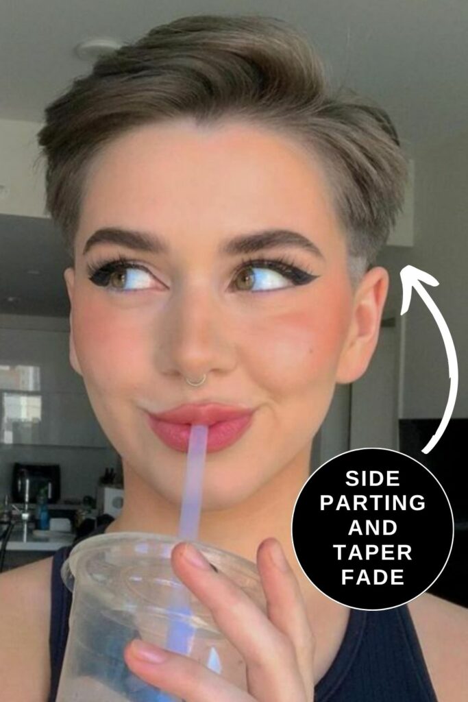 Side Parting with Taper Fade