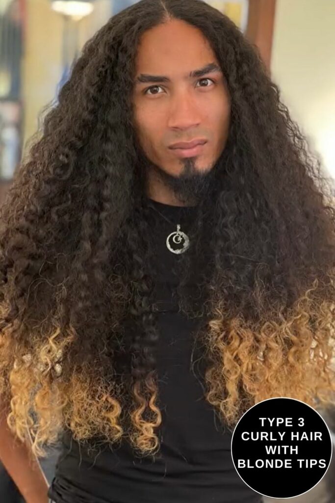 Long Hairstyles for Men with type 3 curly hair