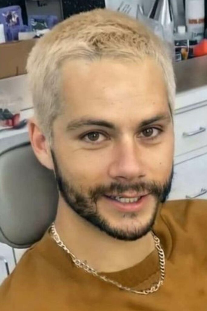 Dylan O'Brien blonde quiff