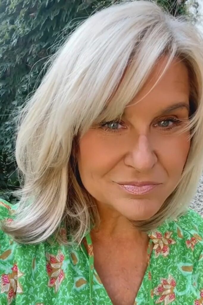 Hairstyles for Older Women with shoulder length hair