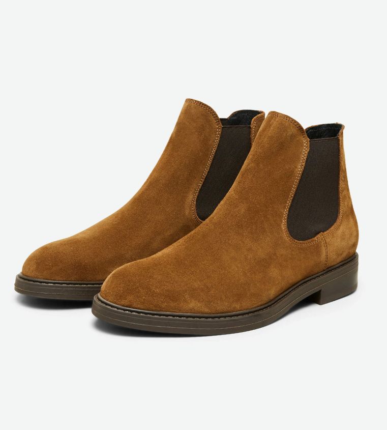 Suede Chelsea Boot In Rust Brown